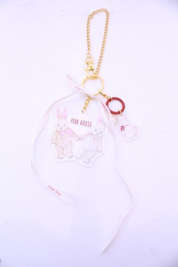 画像2: PINK HOUSE / バラ園うさぎアクリルバッグチャーム   O-25-12-26-1024-LO-ZA-OW-OS (2)