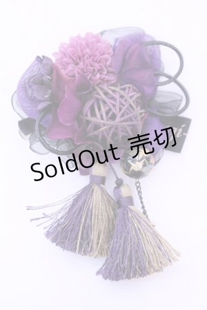 画像: Triple fortune / ローズコサージュクリップ  パープル系 O-25-12-26-1028-EL-AC-IG-OS