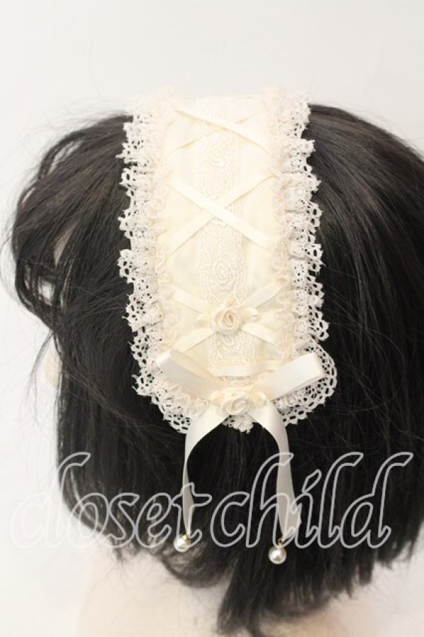 画像2: axes femme / レースアップヘッドドレス  生成り O-25-12-26-002-AX-AC-IG-OS (2)