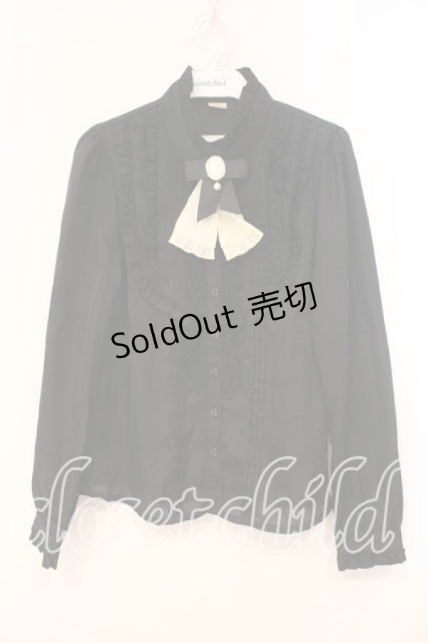 画像1: axes femme / カメオタイ付きブラウス M クロ O-25-12-29-037-AX-BL-OW-OS (1)