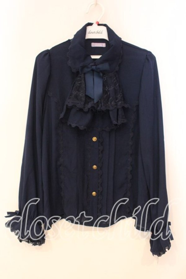 画像1: axes femme kawaii / 3wayジャボ付きブラウス M ネイビー O-25-12-29-038-AX-BL-OW-OS (1)