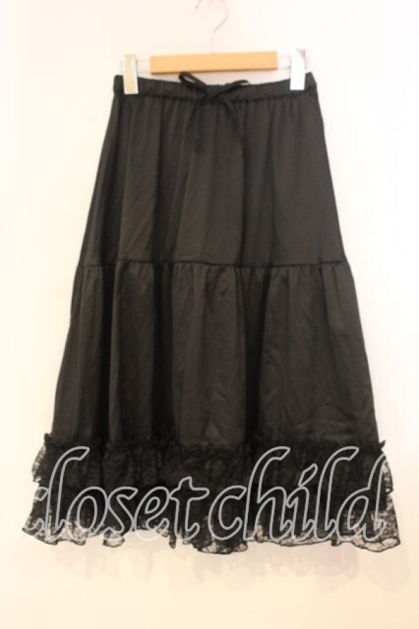 画像1: axes femme kawaii / レースフリルミディペチスカート M クロ O-25-12-29-051-AX-SK-OW-OS (1)