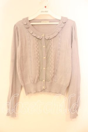 画像: axes femme / レースデザインニットカーデ M グレー O-25-12-29-052-AX-TO-OW-OS