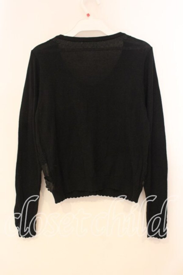 画像2: axes femme / サテンリボンニットカーディガン M クロ O-25-12-29-060-AX-TO-OW-OS (2)