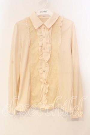 画像: axes femme / フリル襟付きカットソー M キナリ O-25-12-29-061-AX-TO-OW-OS