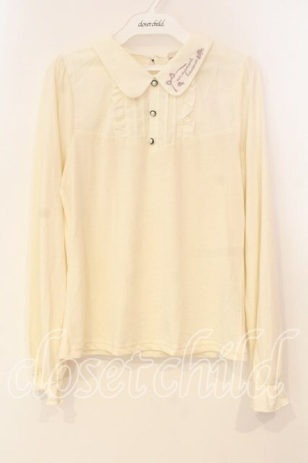 画像1: axes femme POETIQUE / 刺繍カラーカットソー M キナリ O-25-12-29-062-AX-TO-OW-OS (1)