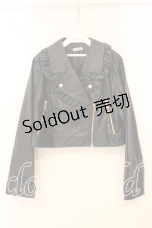 画像: axes femme kawaii / フリル合皮ライダース  クロ O-25-12-29-064-AX-JA-IG-OS