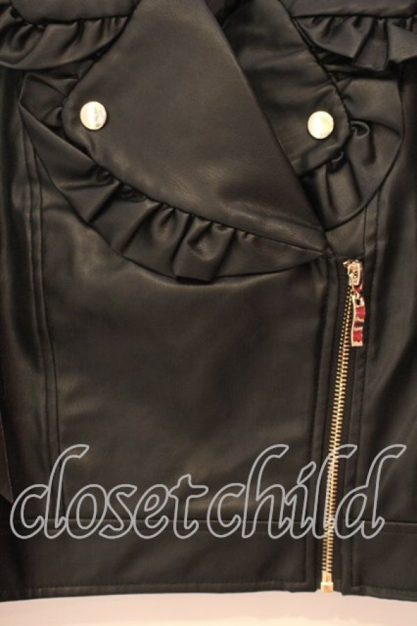 画像2: axes femme kawaii / フリル合皮ライダース  クロ O-25-12-29-064-AX-JA-IG-OS (2)