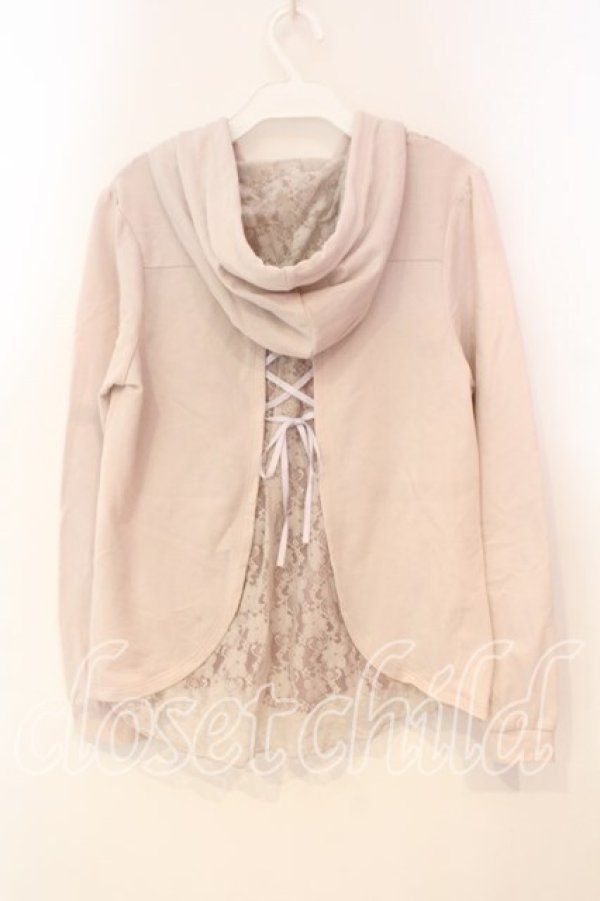 画像2: axes femme / バックシャンレースパーカー M ピンクベージュ O-25-12-29-069-AX-TO-IG-OS (2)