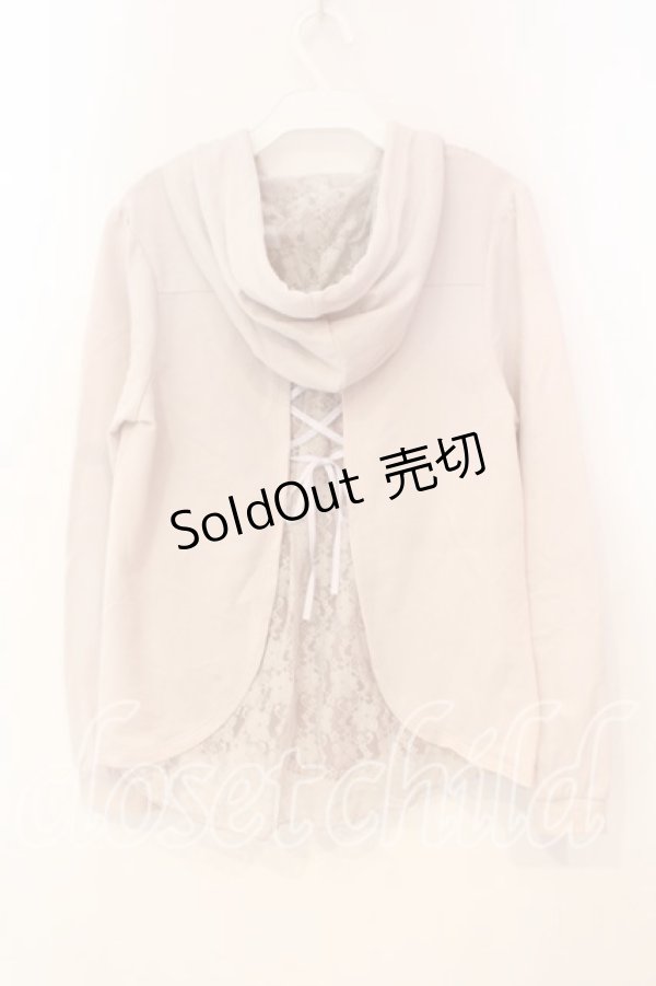 画像2: axes femme / バックシャンレースパーカー M ピンクベージュ O-25-12-29-069-AX-TO-IG-ZT402 (2)