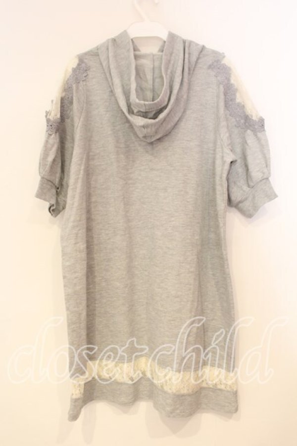 画像2: axes femme / ショルダーレースパーカーワンピース M グレー O-25-12-29-070-AX-OP-IG-OS (2)