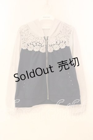 画像: axes femme / レース切り替えパーカー M グレー×ネイビー O-25-12-29-071-AX-TO-IG-ZT512