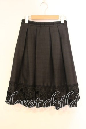 画像: axes femme / 裾フラワーレースミディスカート M クロ O-25-12-29-079-AX-SK-IG-OS