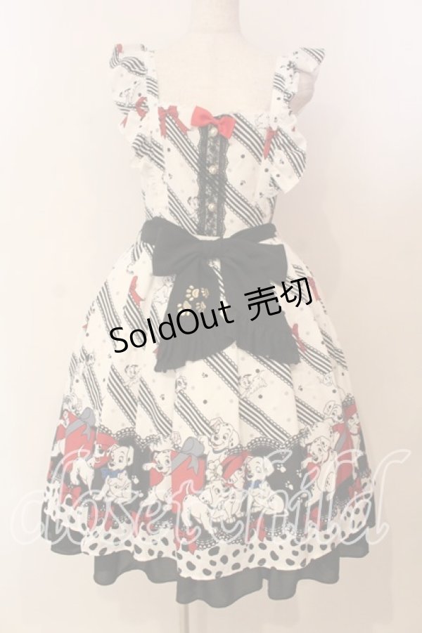画像1: axes femme kawaii / 101匹わんちゃん/ワンピース M シロ×クロ O-25-12-29-007-AX-OP-OW-OS (1)
