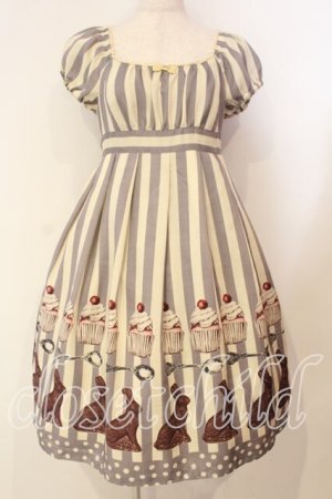 画像: Emily Temple cute classic / うさぎチョコストライプワンピース  グレー O-25-12-29-010-ET-OP-OW-OS