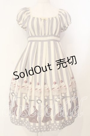 画像: Emily Temple cute classic / うさぎチョコストライプワンピース  グレー O-25-12-29-010-ET-OP-OW-OS