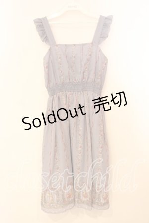 画像: axes femme POETIQUE / ラビット苺柄ワンピース M ブルーグレー O-25-12-29-011-AX-OP-OW-OS