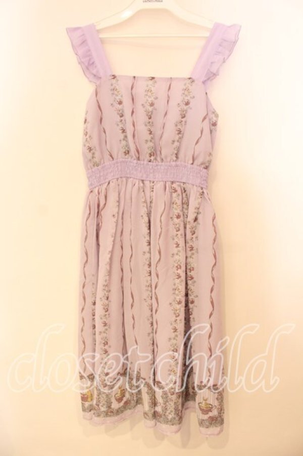 画像1: axes femme POETIQUE / ラビット苺柄ワンピース M ラベンダーピンク O-25-12-29-012-AX-OP-OW-OS (1)