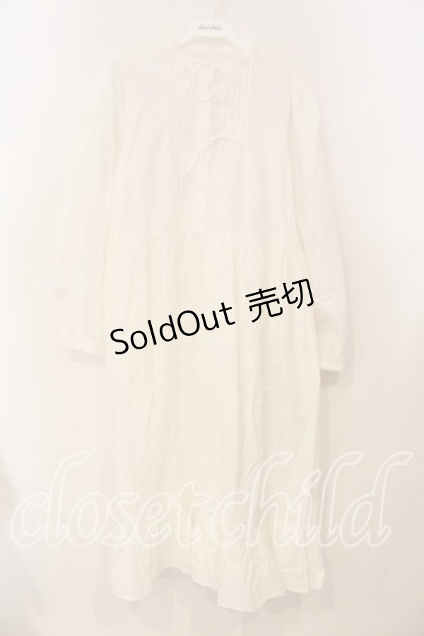 画像1: merry jenny / タックとリボンのブラウスワンピース F シロ O-25-12-29-013-LO-OP-OW-ZT483 (1)