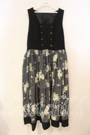 画像: axes femme / クラシック柄ロングワンピース M クロ×グレー O-25-12-29-016-AX-OP-OW-OS