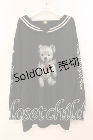 画像: LISTEN FLAVOR / ハートベアセーラートップス F ブラック O-25-12-29-022-PU-TO-OW-OS