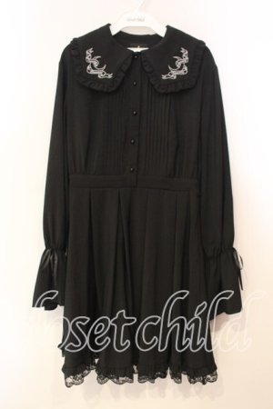 画像: LISTEN FLAVOR / 月明かりのフリルワンピース F ブラック O-25-12-29-025-PU-OP-OW-OS