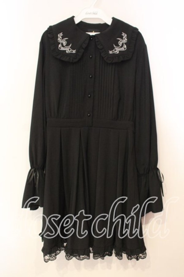 画像1: LISTEN FLAVOR / 月明かりのフリルワンピース F ブラック O-25-12-29-025-PU-OP-OW-OS (1)