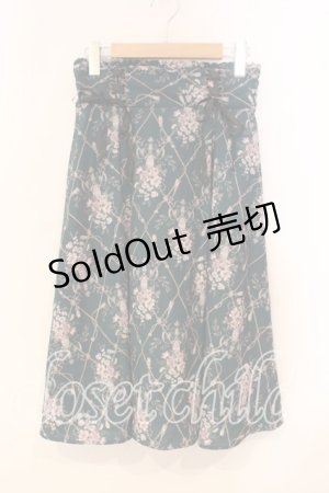 画像: axes femme / フラワーパターンミドルスカート M グリーン O-25-12-29-032-AX-SK-OW-ZT0104P