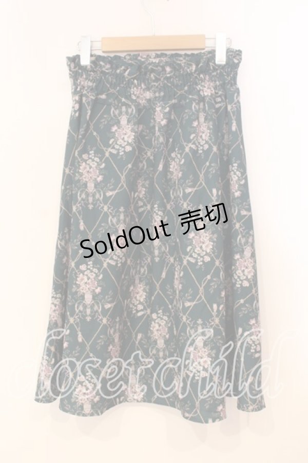 画像2: axes femme / フラワーパターンミドルスカート M グリーン O-25-12-29-032-AX-SK-OW-ZT0104P (2)