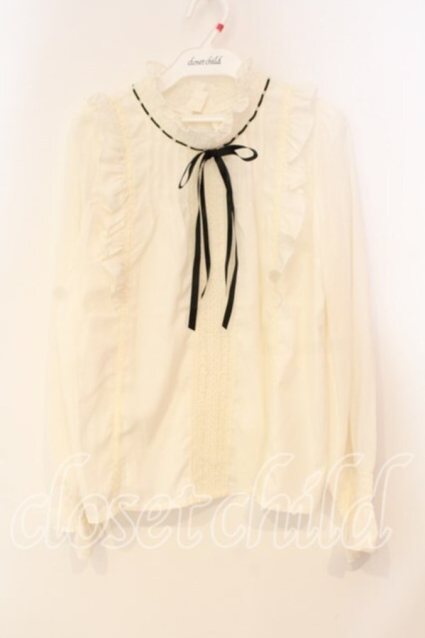 画像1: axes femme / ネックシャーリングブラウス M キナリ O-25-12-29-036-AX-BL-OW-OS (1)