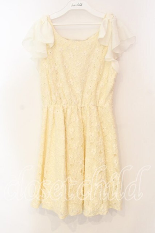 画像1: LODISPOTTO / 花レースシフォンフリルワンピース  アイボリー O-25-12-30-036-LO-OP-IG-OS (1)