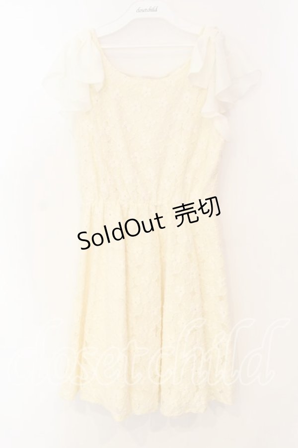 画像1: LODISPOTTO / 花レースシフォンフリルワンピース  アイボリー O-25-12-30-036-LO-OP-IG-ZT484 (1)