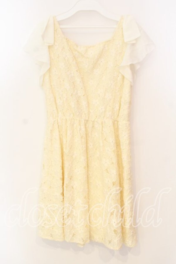 画像2: LODISPOTTO / 花レースシフォンフリルワンピース  アイボリー O-25-12-30-036-LO-OP-IG-OS (2)