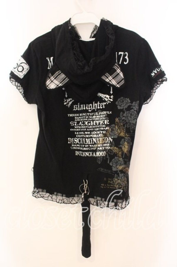 画像4: MAD / プリントねこみみ半袖パーカー  ブラック O-25-12-30-041-PU-TO-IG-OS (4)