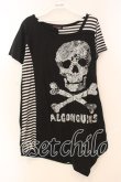 画像1: ALGONQUINS / レーススカルプリントロングTシャツ  ブラック×グレー O-25-12-30-042-AL-OP-IG-OS (1)