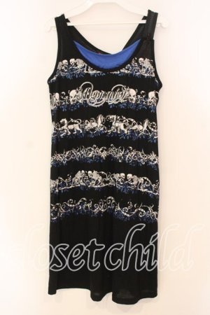 画像: ALGONQUINS / スカルボーダーロングタンクトップ  ブラック×ブルー×ホワイト O-25-12-30-043-AL-TO-IG-OS