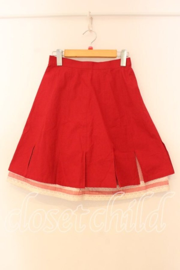 画像1: PEACE NOW / ツートーンギンガムスカート M レッド O-25-12-30-045-PU-SK-IG-OS (1)