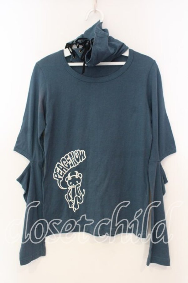 画像1: PEACE NOW / カットハイネックカットソー  ターコイズ O-25-12-30-049-PU-TO-IG-OS (1)