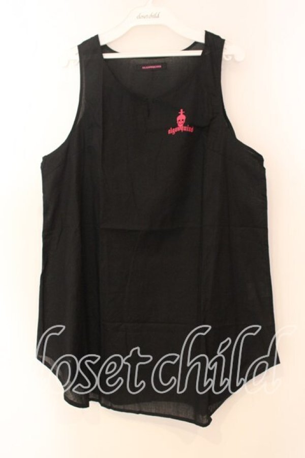 画像1: ALGONQUINS / ノーカラーオーバータンクトップ  ブラック O-25-12-30-053-AL-TO-IG-OS (1)