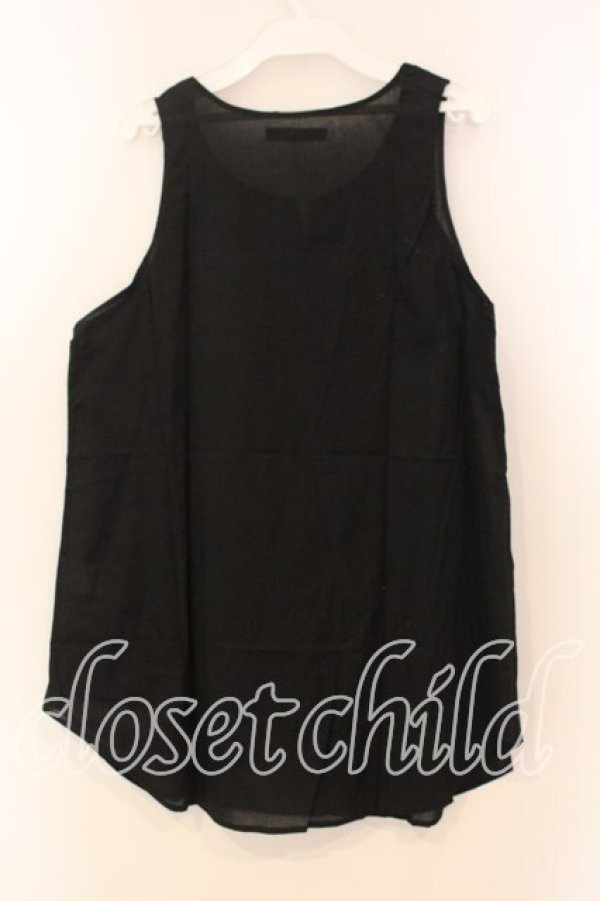 画像2: ALGONQUINS / ノーカラーオーバータンクトップ  ブラック O-25-12-30-053-AL-TO-IG-OS (2)