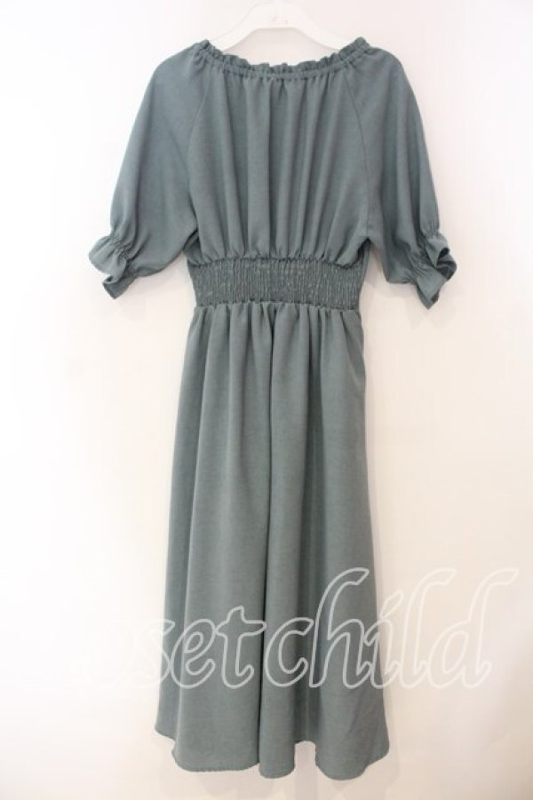 画像3: F i.n.t / フロントレースアップパフスリーブワンピース F グリーン O-25-12-30-068-0-OP-OW-OS (3)