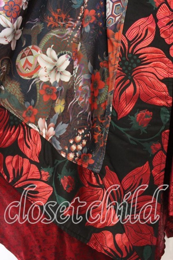 画像2: Qutie Frash / 和柄アシメスカート  レッド O-25-12-30-072-QU-SK-OW-OS (2)