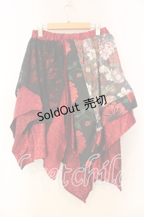 画像4: Qutie Frash / 和柄アシメスカート  レッド O-25-12-30-072-QU-SK-OW-OS (4)