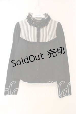 画像: BPN / ストライプヨークブラウス  ブラック×オフホワイト O-25-12-30-080-GO-BL-IG-OS