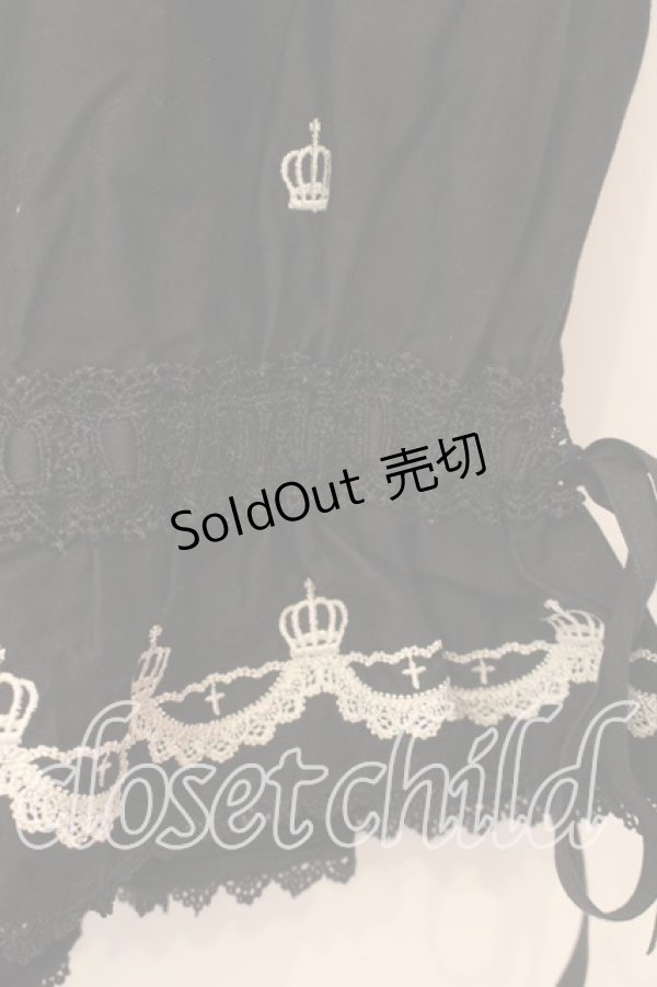 画像2: BPN / 王冠刺繍ドロワーズ M ブラック×ホワイト O-25-12-30-081-GO-PA-IG-OS (2)