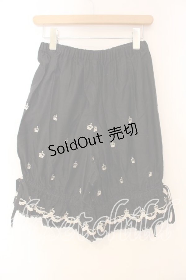 画像3: BPN / 王冠刺繍ドロワーズ M ブラック×ホワイト O-25-12-30-081-GO-PA-IG-OS (3)