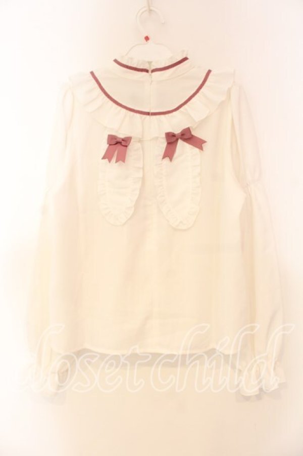 画像2: Amavel / 雪うさぎのチャイナブラウス  シロ×ピンク O-25-12-30-082-CA-BL-IG-OS (2)