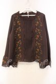 画像1: axes femme / ミュルーズ染織美術館コラボ/刺繍入りフレア袖ブラウス M ブラウン O-25-12-30-084-AX-BL-IG-OS (1)