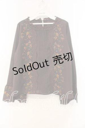 画像: axes femme / ミュルーズ染織美術館コラボ/刺繍入りフレア袖ブラウス M ブラウン O-25-12-30-084-AX-BL-IG-OS