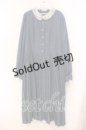 画像: m petit by misako / AM*レースエリプリーツワンピース 3L アオ O-25-12-30-086-LO-OP-OW-OS